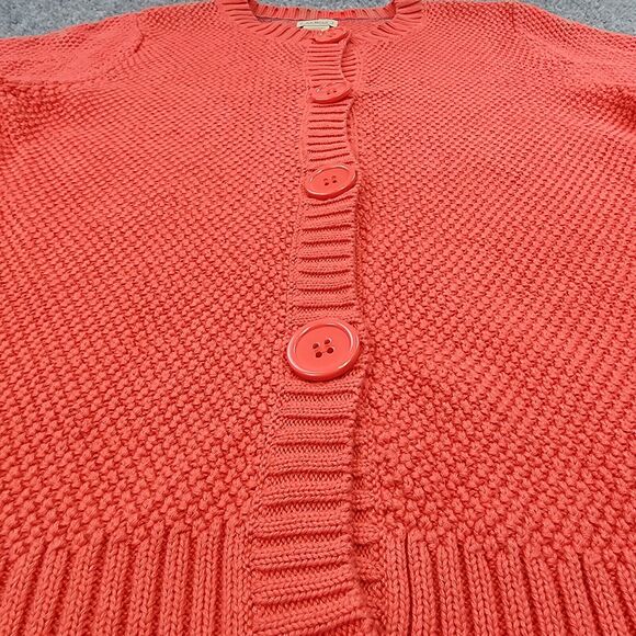 LL Bean Sweater Womens Large Pink Coral Chunky Knit Button Down Cozy Cardigan - Picture 11 of 14